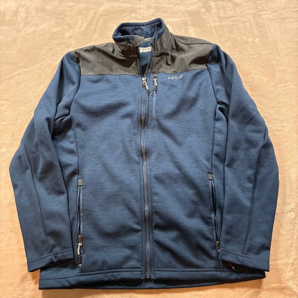 Orvis Women’s Outdoor Jacket Blue Black Full Zip 3 Pocket Softshell Small S/P - Picture 1 of 13